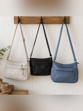 Volganik Rock Crossbody Purse Bundle 3 Bags Black Blue Taupe Multi Pocket Travel